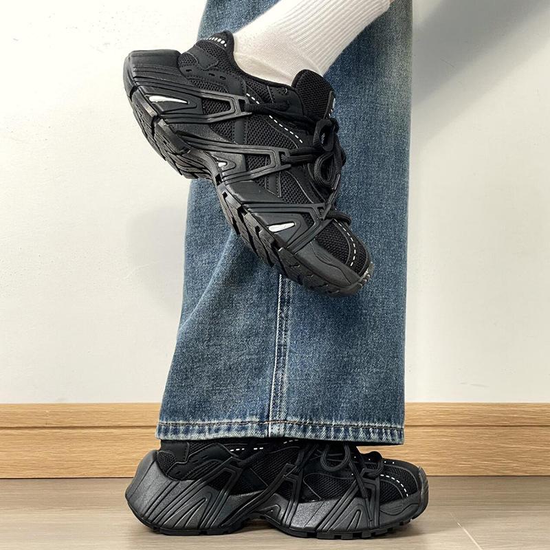 Soft! Internet celebrity popular thick-soled dad shoes women's thick-soled gray lace-up casual shoes 2025 new small sneakers
