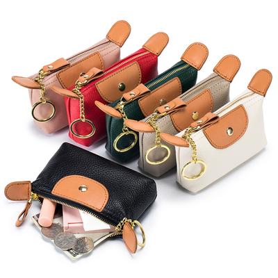 Nuevo monedero pequeño para cambio, mini bolsa de almacenamiento de cuero suave para mujer, monedero de mano de piel de vaca de primera capa, gran capacidad