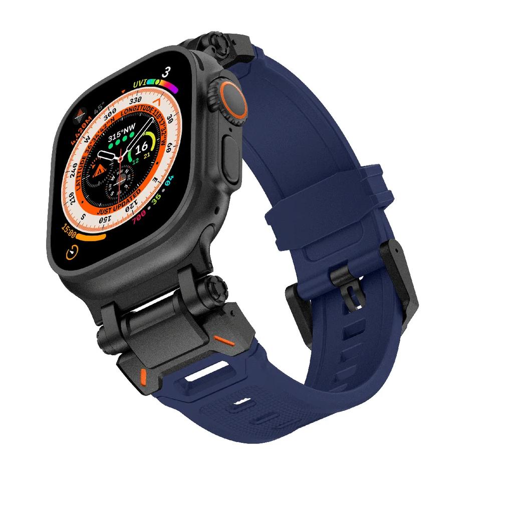 Soft Strap for Apple Watch Ultra 2 Band 49mm 45mm 44mm 42mm Metal Stainless Steel Connector TPU Bracelet Iwatch 9 8 7 6 SE 5 4