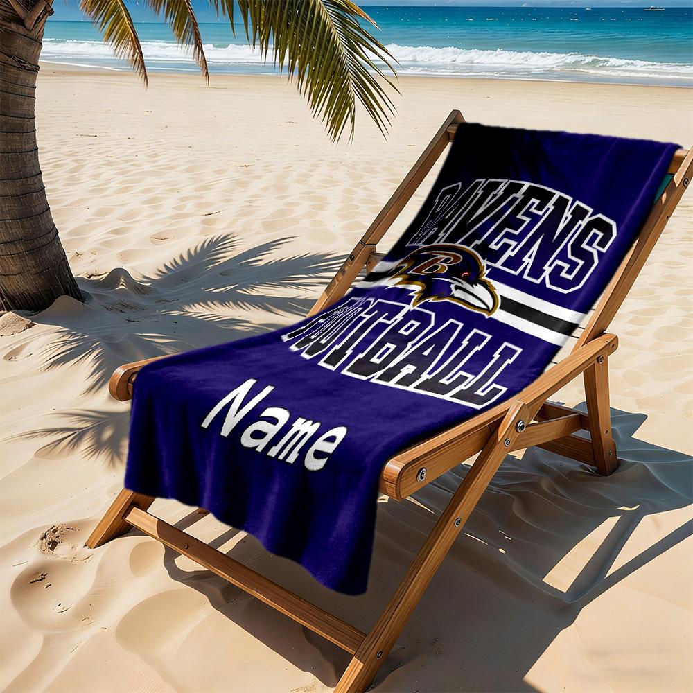 Ravens Football Personalized Name Beach Towel High Absorbency & Quick-Dry