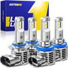 AUTOONE 80000LM 9005/HB3 And H11/H9/H8 Fog Light Bulbs, 800% Brightness HB3 H11 Bulbs Combo With Cooling Fan, 6500K White, Pack Of 4