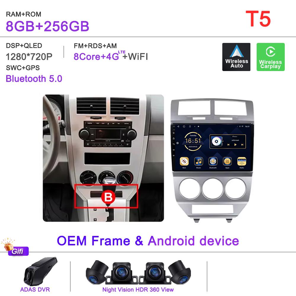 Android 16 Radio For Dodge Caliber Jeep Compass 1 MK Patriot 2006 - 2010 Multimedia Player Stereo Head Unit GPS Navigation HDR