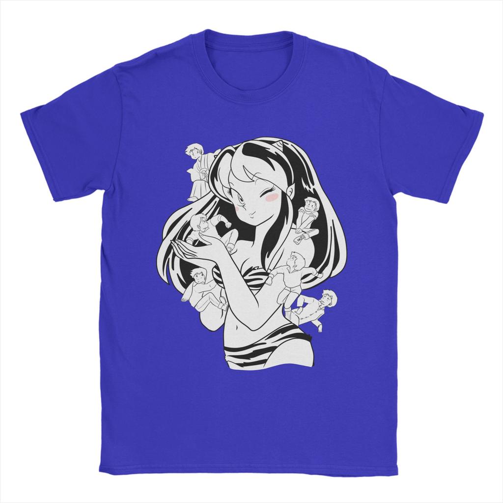 Men's T-Shirt Urusei Yatsura Lum Fashion 100% Cotton Tee Shirt Short Sleeve Anime T Shirt Crewneck Tops Plus Size