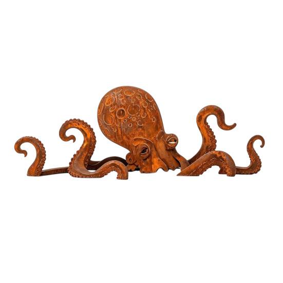 Rust Patina Giant Squid 3D Metal Garden Sculpture Nautical 1pc