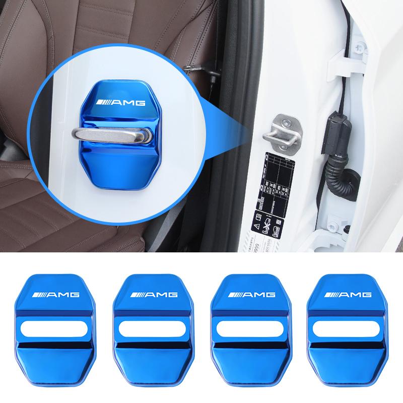 

GLC GLB 4Pcs Stainless Steel Car Door Lock Buckle Cover Accessories For Mercedes Benz AMG GLE GLS CLS GLC CLA GLA GLK ML C197 R
