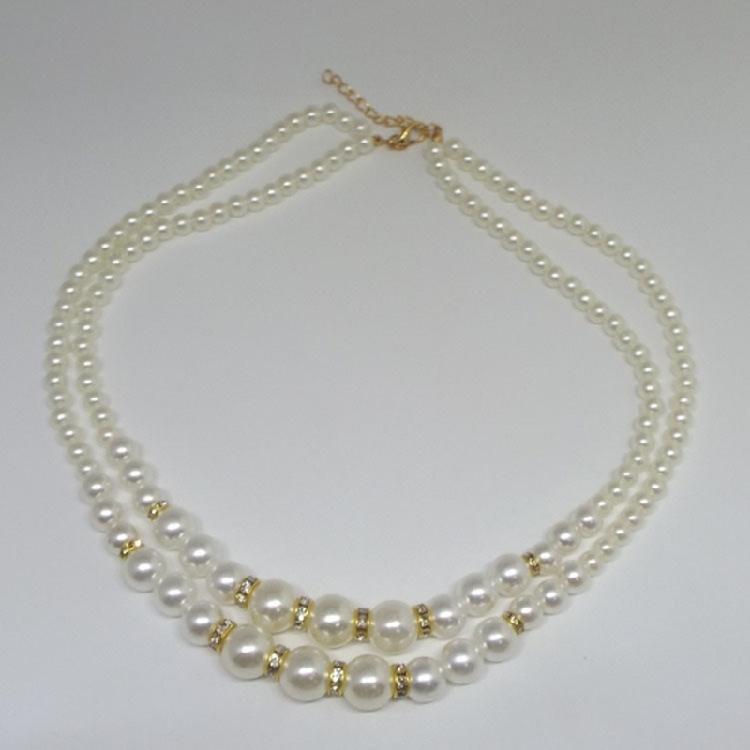 Double Layer Necklace Vintage Style Chain Necklace Beads Choker Neck Jewelry