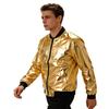 Men Coat Stand-Up Collar Threaded Cuffs Long Sleeve Jacket Coat Golden Stamping Shiny Outerwear Versatile Spring Autumn Casual Wear