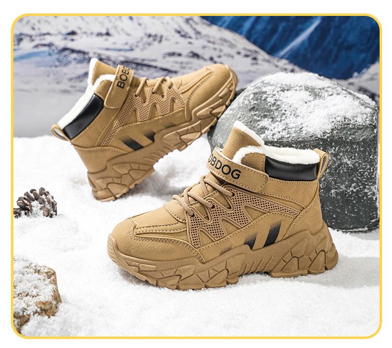 Bobodou Girls' High-Top Winter Snow Boots – Warm, Non-Slip Cotton Shoes for Kids