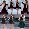 Elegant Women Dress Fashion Velvet Swing Plush Party Evening Prom Skater Midi Dress