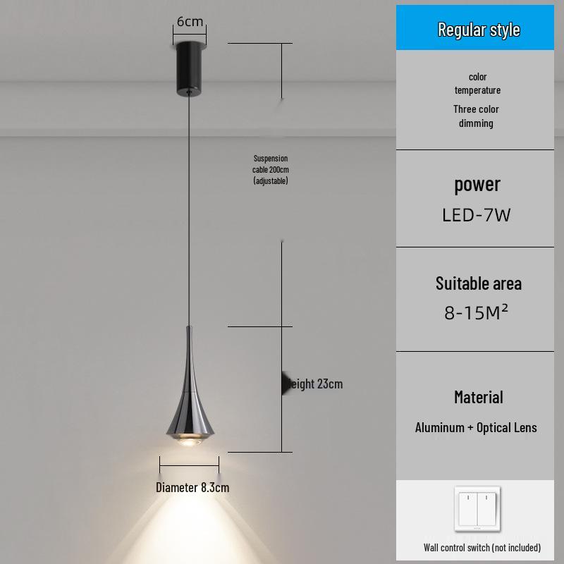 Minimalist Italian-Style Adjustable Pendant Light for Bedroom, Entryway, or Dining Room.