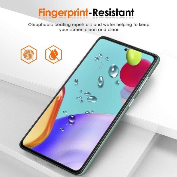 Pack 4 Tempered Glass For Samsung A52S (6.5 ") Black Glass Protector Hardness Anti-Scratch Anti-Oil Resistant