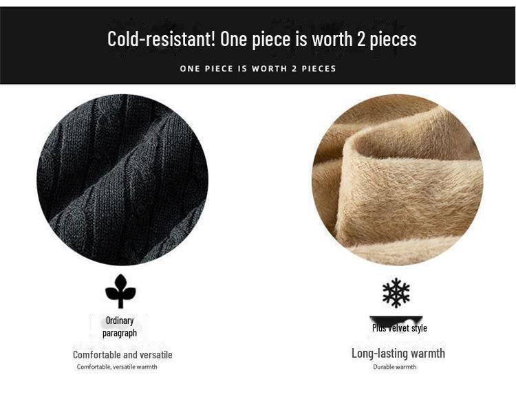 Herren Weicher und Schöner Dicker Baumwoll-Rollkragenpullover mit Samt-Thermofutter