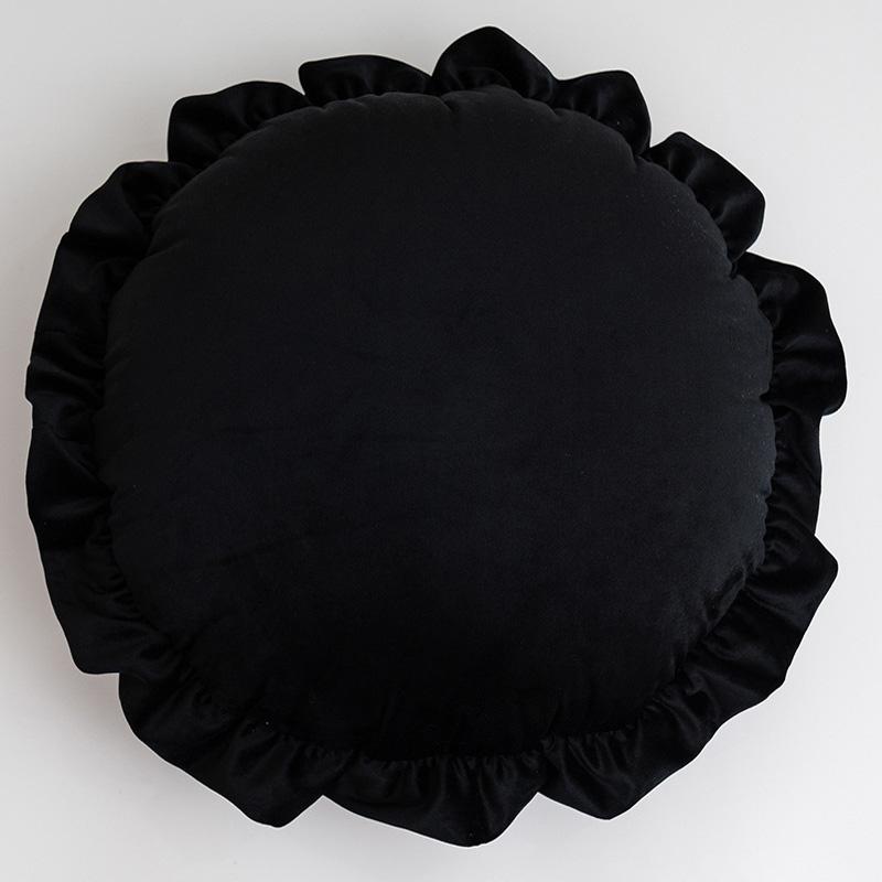 

Nordic Velvet Ruffles Cushion Covers Cozy Simple Round Throw Pillow Case Homestay Living Room Sofa Car Decorative Pouf Cover