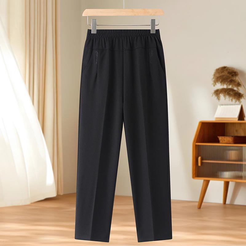 

Summer Nine-Point Pants for Middle-Aged & Elderly Women - Loose Fit, Elastic High-Waist, Straight Leg XL