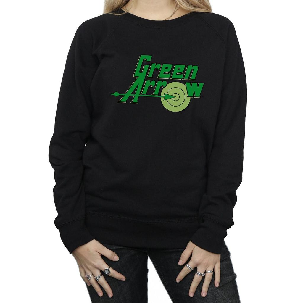 DC Comics Womens/Ladies Green Arrow Text Logo Sweatshirt