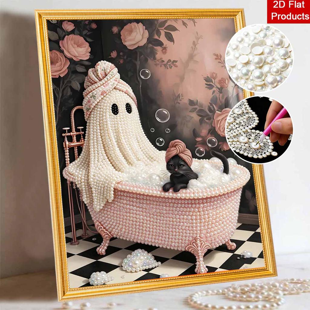 Halloween pearl painting handmade diy art bathtub cat pearl home decoration painting