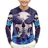 Kids Long Sleeve Round Neck T-Shirt with Halloween Print for Casual Everyday Wear