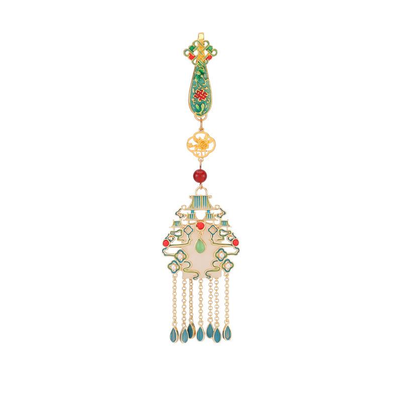 Chinese-style Guochao Nantianmen medium cheongsam button pendant tassel pendant women's retro court Hanfu accessories