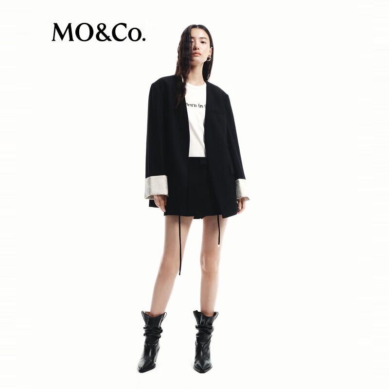 MO&Co. Women's 2024 Autumn Wool Blend New Chinese Style H-Line Blazer