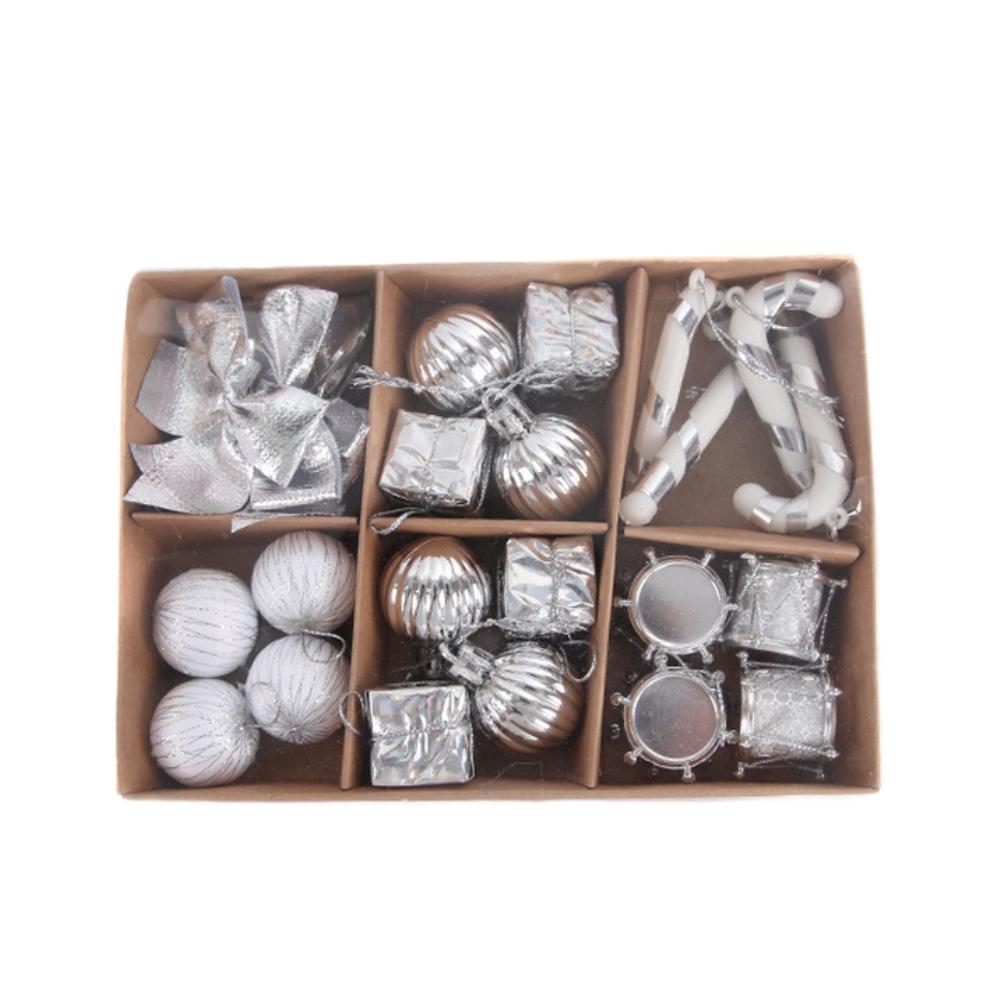 

Festive Season Christmas Box Set Assortment Of Designs Lightweight Design Ready To Hang Small Balls And Pendants серебряный