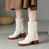Fashion NEW Autumn Women Boots Split Leather Shoes for Women Round Toe Chunky Heel Shoes Zipper Pants Boots Casual Platform Modern Boots