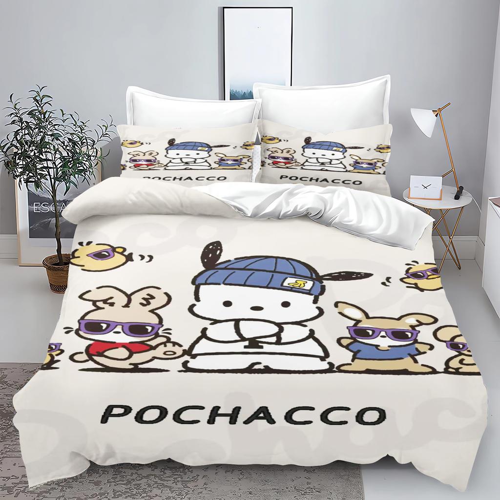 Cute Pochacco Dog Bedding Sets Comforter Cover Bed Cover Duvet Cover Pillow Case 2-3 Pieces Sets Kids Adult Bedroom Decor