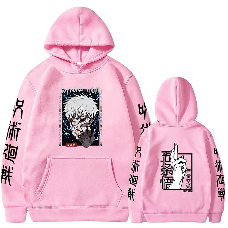 Anime Hoodie Jujutsu Kaisen Gojo Satoru Grafik Hoodies Übergroßer Kapuzenpullover Vintage Lange Ärmel KapuzeMänner Frauen Kleidung