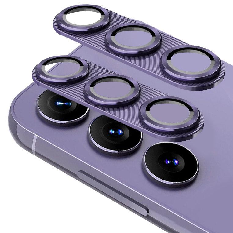 2x Aluminum lens cover with glass for Samsung Galaxy S24, ERBORD, purple