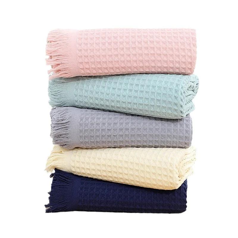 Pure Cotton Tassel Shawl Blanket Sofa Blanket Office Lunch Break Blanket Spring and Autumn Cotton Shawl  Alanket