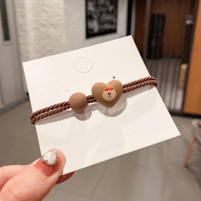 Simple Light Luxury Bear Hair Band Cartoon Hair Rope Girls Tie Hair Rubber Band Headrope Women'S Hair Accessories