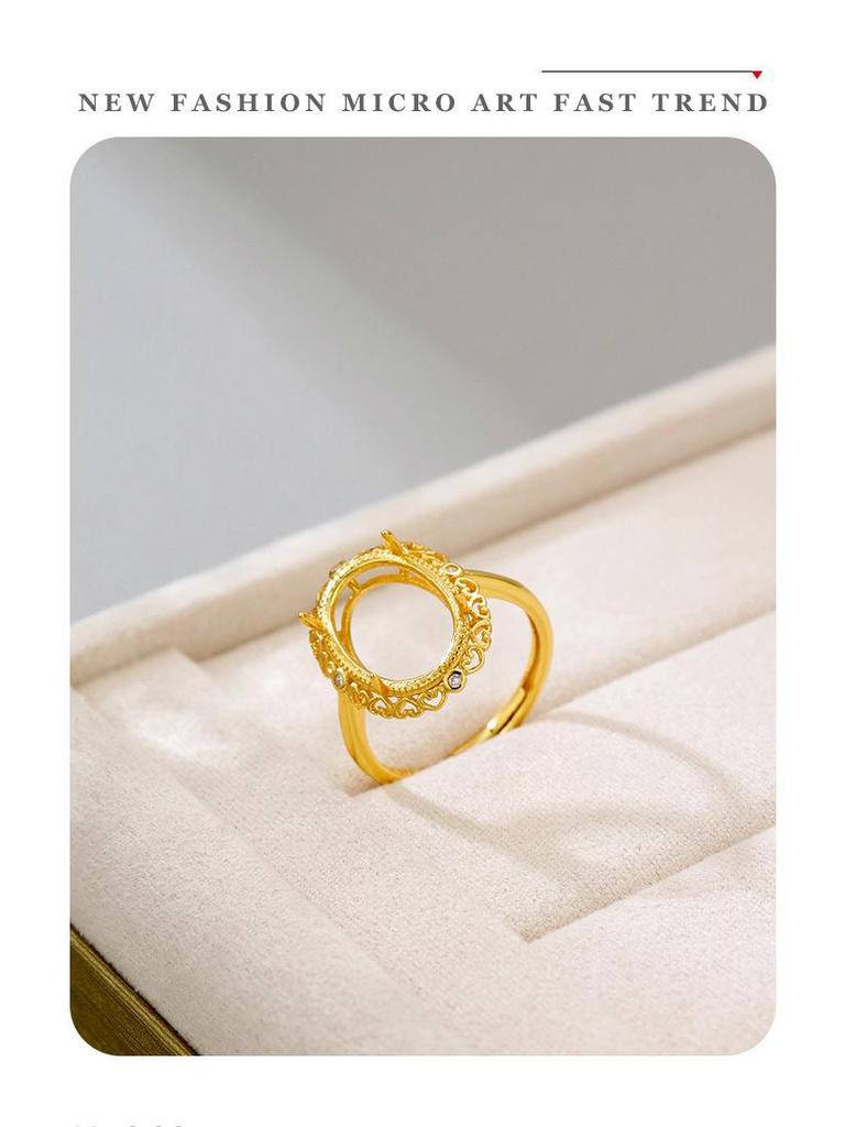 S925 Gold-Plated Sterling Silver Adjustable Oval Ring Setting - Exquisite Fashion Luxury