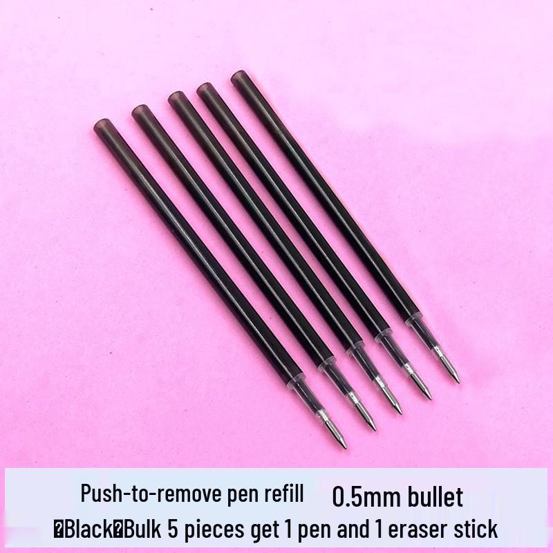 Press To Advance Friction Erasable Gel Pen Refill, 0.5mm Bullet Tip, Crystal Blue Black