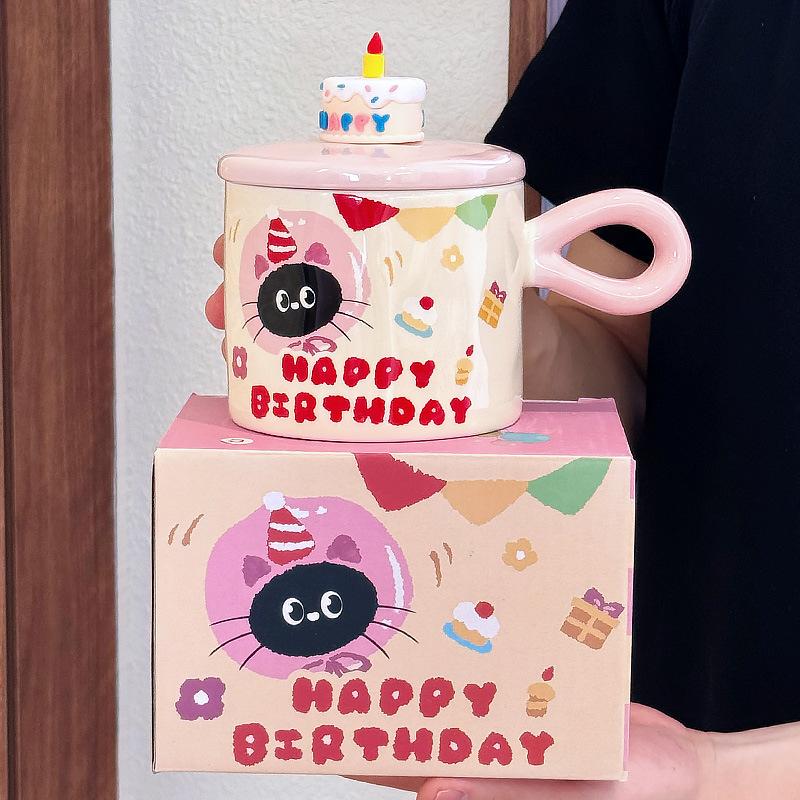 

Милая кошка Подарочная коробка на день рождения Кружка Красивая офисная девушка Чашка для воды Сувенирный подарок для лучшей подруги 380ML