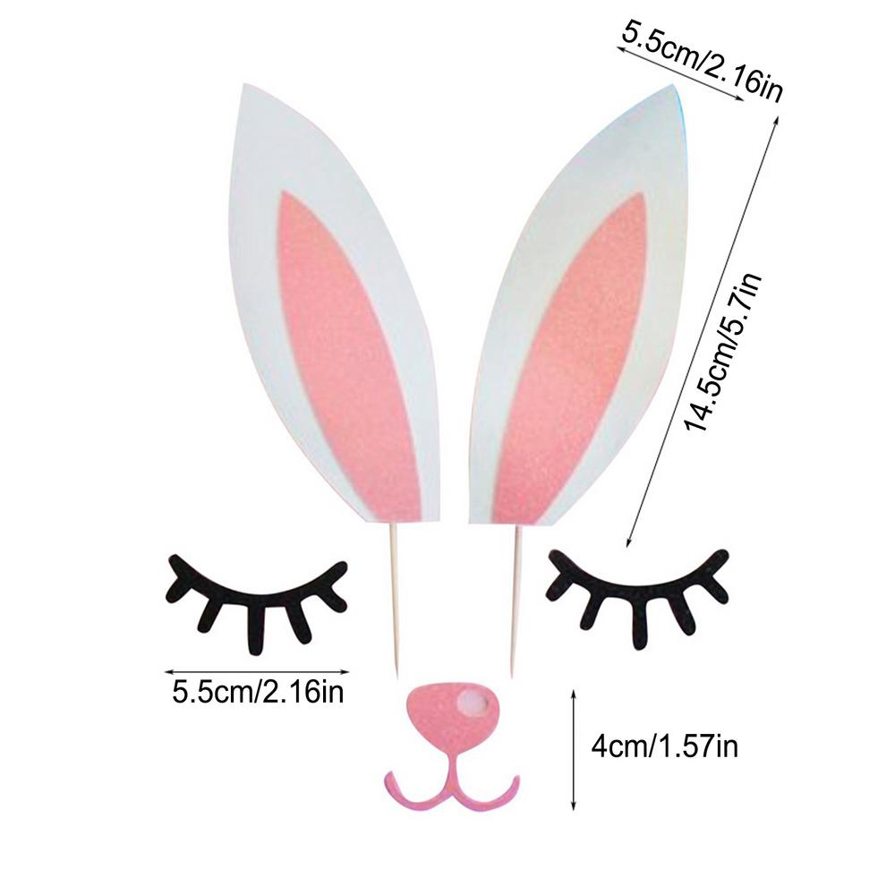 

1sets Creative Rabbit Ears Cake Topper Cute Funny Reindeer Cake Decoration With Eyelashes Nose For Christmas Birthday Party