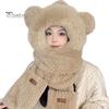 Dámská zimní čepice s integrovaným šátkem a rukavicemi Silná hřejivá umělá kožešina větruodolná Medvěd uši Dekor Plná ochrana Venkovní Cyklistika Turistika Cestování Studená