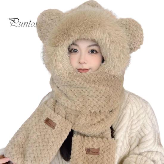 Dámská zimní čepice s integrovaným šátkem a rukavicemi Silná hřejivá umělá kožešina větruodolná Medvěd uši Dekor Plná ochrana Venkovní Cyklistika Turistika Cestování Studená