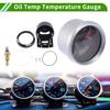 Oil Temp Temperature Gauge Meter Kit Silver Tone Engine Temp Gauge 2" 52mm White 50Degrees Celsius-150Degrees Celsius