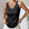 European and American New Sexy V-neck Loose Sequins Sequin T-shirt Outer Wear Inner Wear Women Small Vest