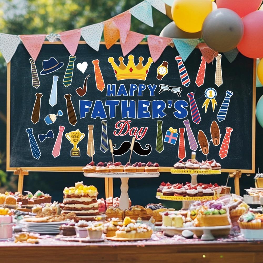 

Blessing Dad Photography Decor Neckties Cap Father s Day Photo Props Birthday Supplies 48pcs