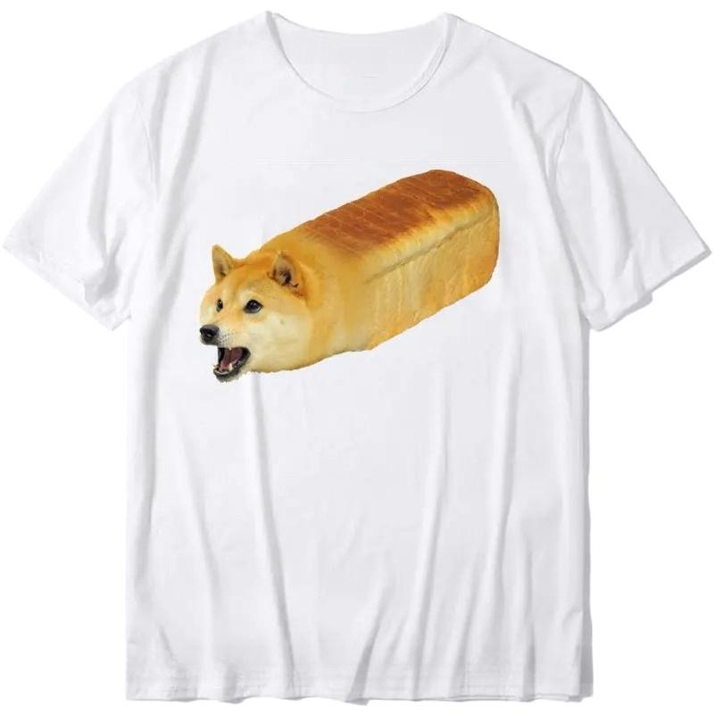 Funny Doge Bread Meme Graphic T-Shirt Normal Tops T Shirt for Woman Summer Cartoon T Shirts