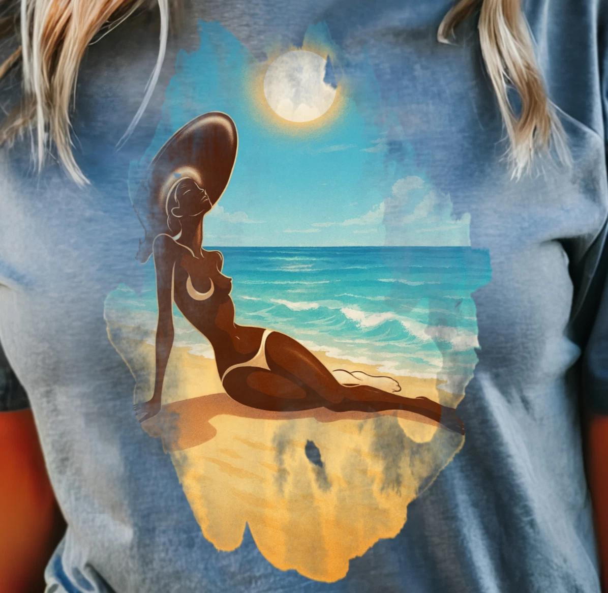 Beach Vibes T-shirt, Summer Tee, Coastal Art Shirt, Summerwear, Vacation Top XL