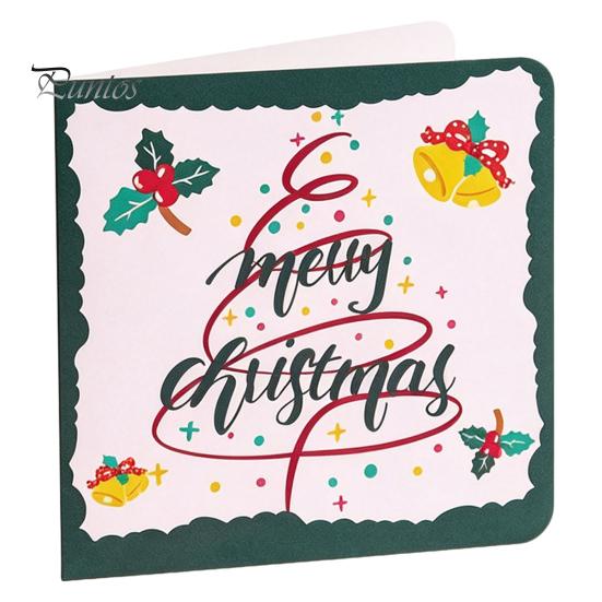 Decorative Paper Cards 10Pcs Merry Christmas Greeting Set, Folding Cartoon Blank Xmas Message Note Cards, Festive Blessing for Holiday Gift