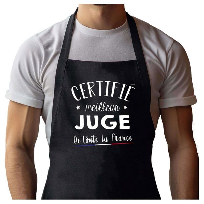Tablier de cuisine - Juge Certifié Meilleur de France - Noir - Coton - Motif bretonne