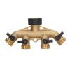 Ball Valve Water Distributor Corrosion Resistant 4 Way Water Splitter Rust Proof Hex Metal Plug with Washer for Garden Watering