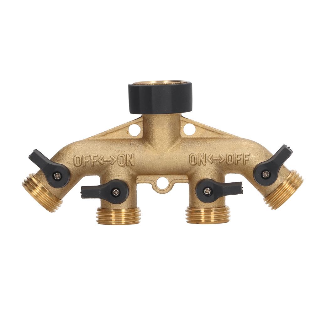 Ball Valve Water Distributor Corrosion Resistant 4 Way Water Splitter Rust Proof Hex Metal Plug with Washer for Garden Watering