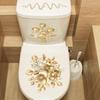 2 Blatt Badezimmer Wand Hintergrund Aufkleber Gold Blume Perle Wasserdicht Toiletten Aufkleber Heim Dekoration Selbstklebende Poster