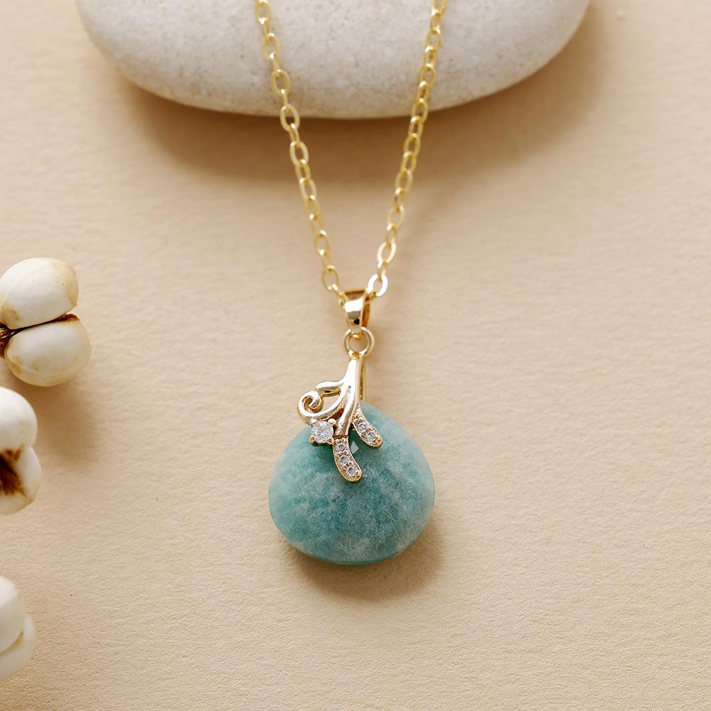 High Quality Fashion Light Luxury Simple Natural Crystal Water Drop Zircon Pendant Real Gold Electroplated Collarbone Necklace Jewelry Gifts