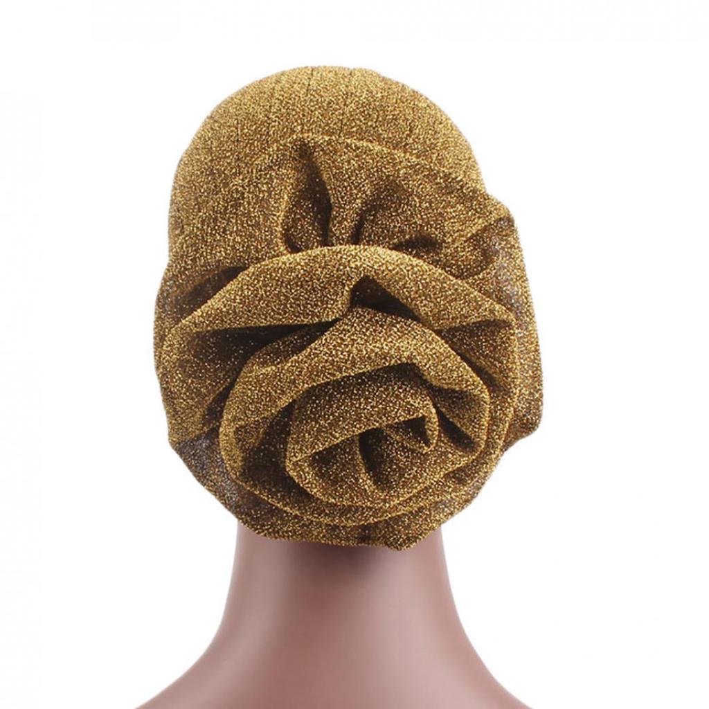 Fashion Glitter Big Flower Turban Hat Muslim Indian Cap Women Head Wrap Headwear Fashion Glitter Big Flower Turban Hat Muslim Indian Cap Women Head Wrap Headwear