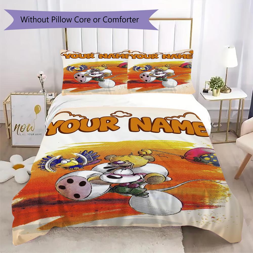 Custom Name Diddl Pattern Bedding Uilt Set Uilt Cover Pillowcase Home Decoration Birthday Gift (1*duvet Cover+2*pillowcase Without Core)