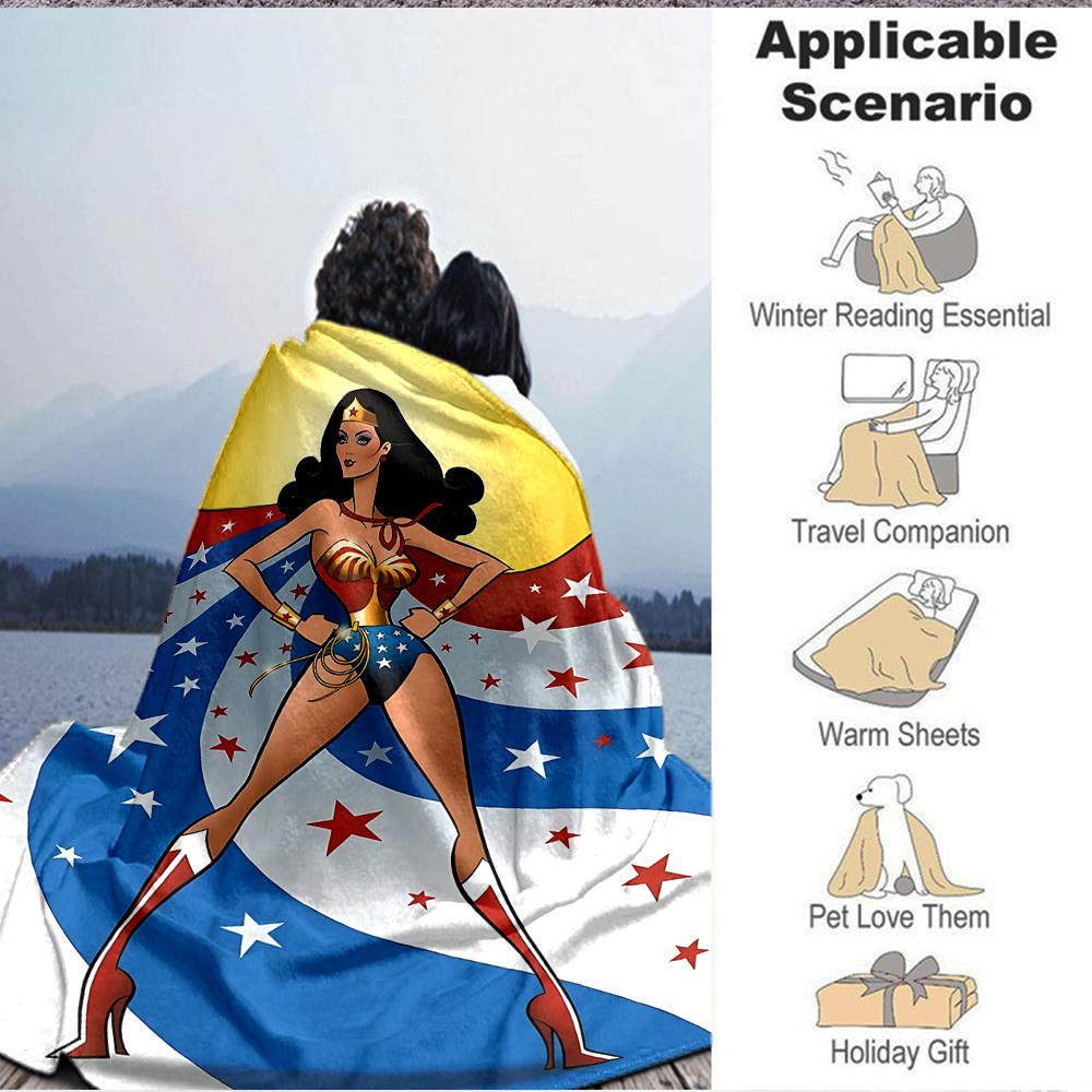 1ks Flanelová deka Wonder Woman Měkká, teplá a útulná na pohovku, postel, do kanceláře a na cesty Všestranný dárek pro každé roční období, Vánoční dárek